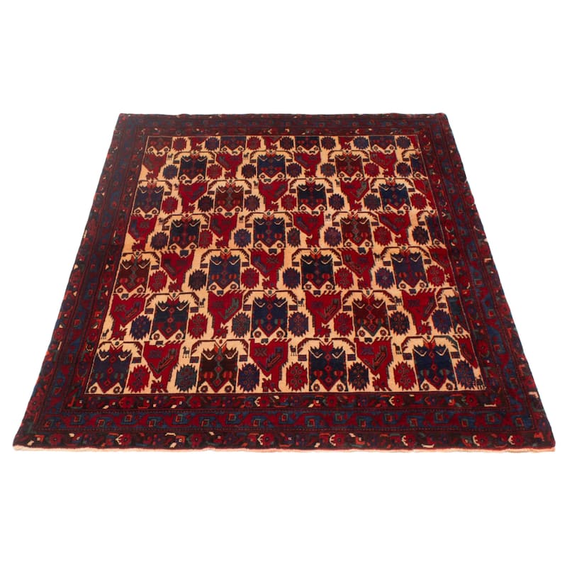 ECARPETGALLERY Hand-knotted Melis Vintage Cream, Red Wool Rug - 5'6 x 7'2