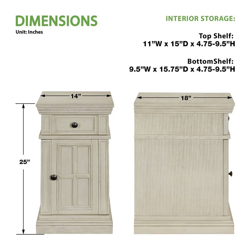 Chair Side Table with Power