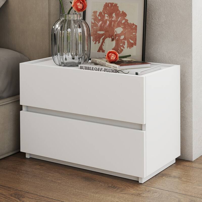 23.62"W Wood 2-Drawer Nightstand