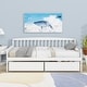preview thumbnail 21 of 25, Kids Daybed Wood Sofa Bed with Pull-out Storage Drawers Twin Size Platform Storage Bed with Headboard Footboard Guardrails