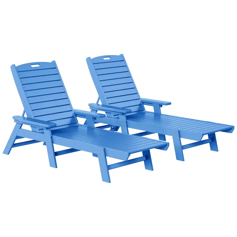 Laguna Hdpe All Weather Outdoor Patio Pool Reclining Chaise Lounge (Set Of 2) - Pacific Blue