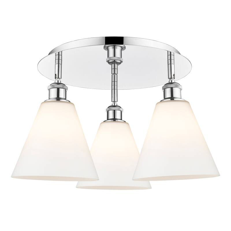 Innovations Lighting Berkshire - 3 Light 20" Flush Mount - Polished Chrome/Matte White