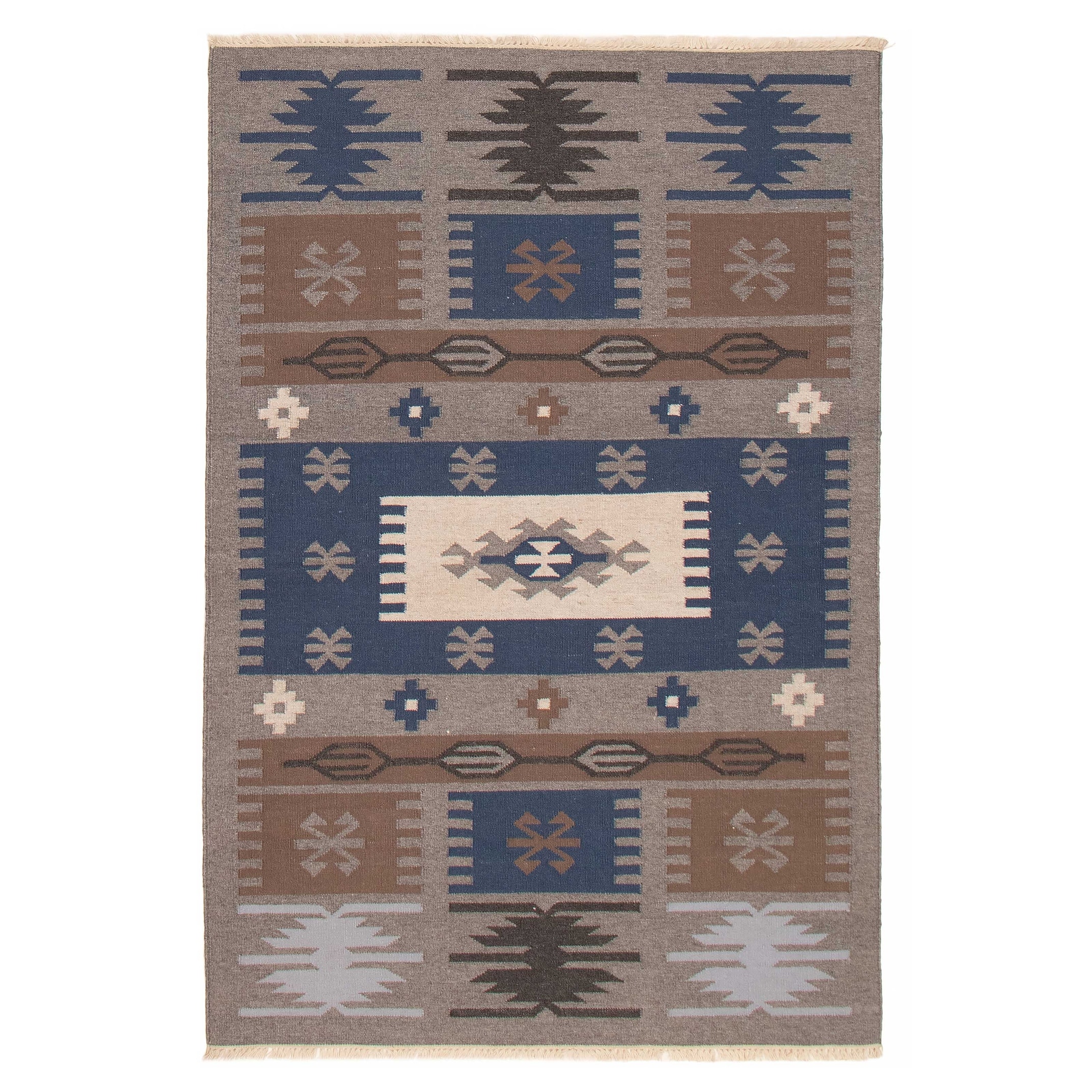 Ankara FW Blue, Grey Kilim 5'3" x 7'11" - 5'3 x 7'11