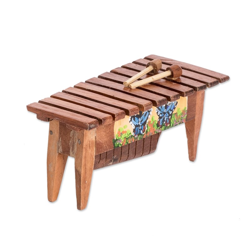 Novica Handmade Butterfly Rhythm Wood Figurine