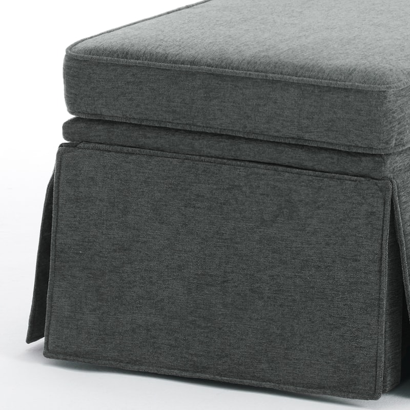 2 Set Rectangle Chenille Upholstered Storage Ottoman