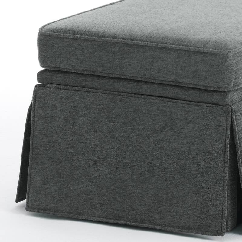 Modern Chenille Swivel Armchair and Storage Ottoman