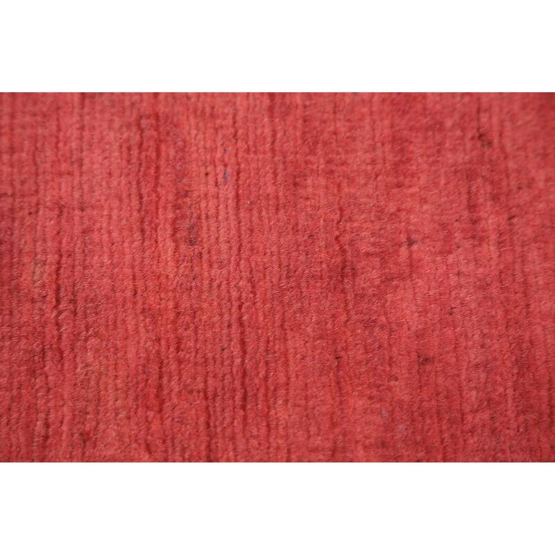Pink Gabbeh Oriental Runner Rug Hand-Knotted Wool Carpet - 3'2" x 12'3"