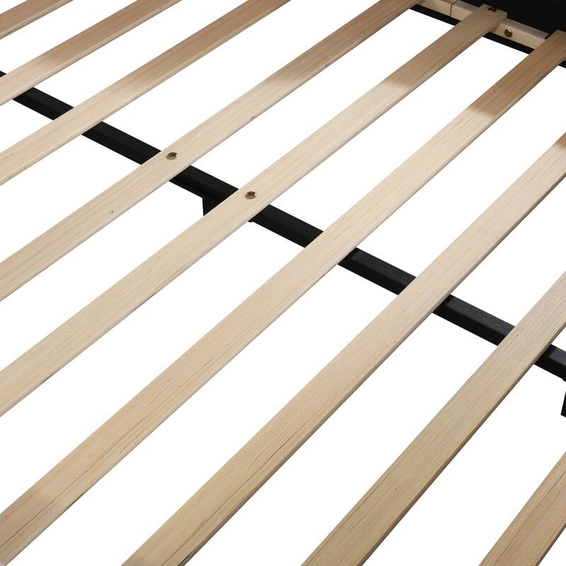 Velvet Upholstered Full Size Mother & Child Bed with Bedside Desk and Stool, Pink