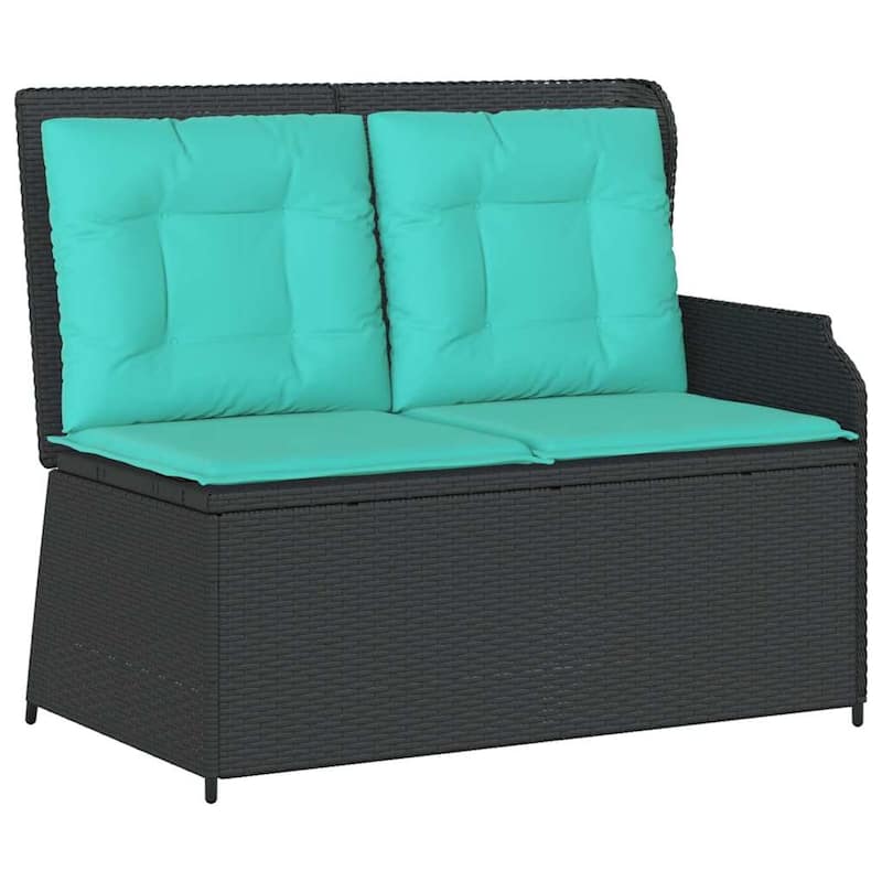 vidaXL Garden Bench with Cushion Brown Poly rattan - 26 x 43 x 37