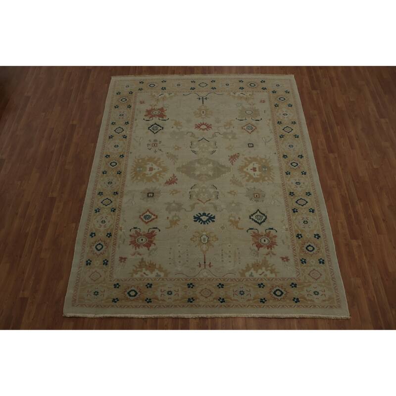 Hand Knotted Oriental 100% Wool Carpet Traditional Floral Greys & Charcoal Ziegler Area Rug - 9' 9'' X 7' 7''