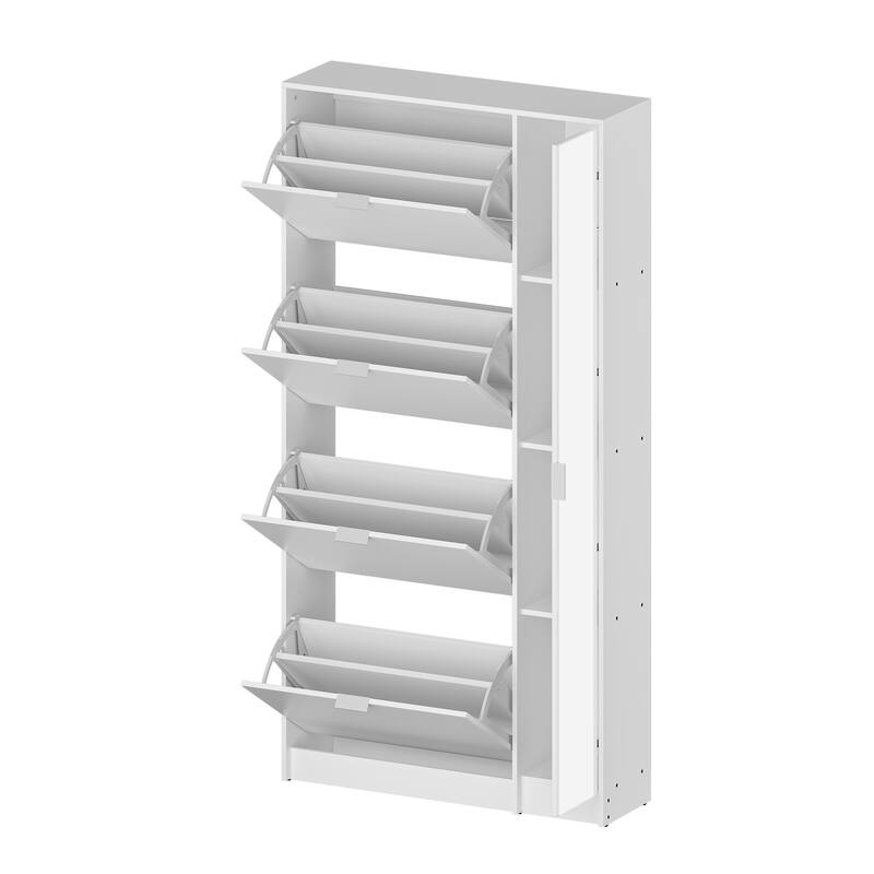 Mirrored Shoe Storage Cabinet Sleek White Design Contemporary Homes