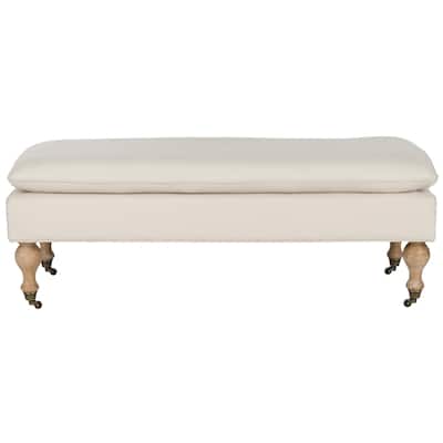 SAFAVIEH Hampton Cream Pillowtop Oakwood Bench - 51.8" x 20.7" x 19.1"