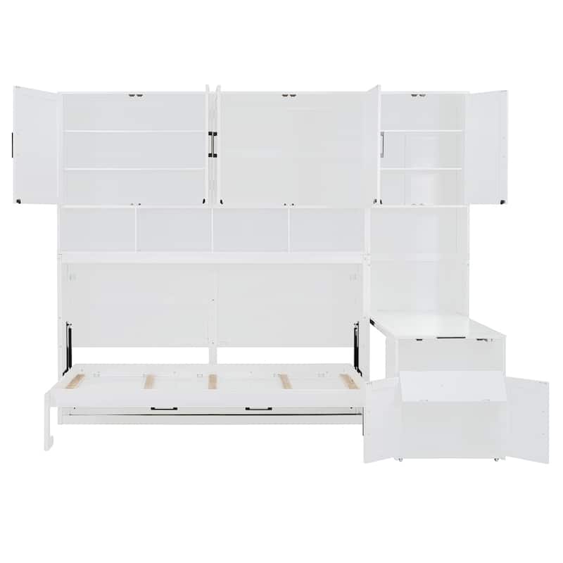Twin Size Murphy Bed Wall Bed with Closet,Drawers & Desk