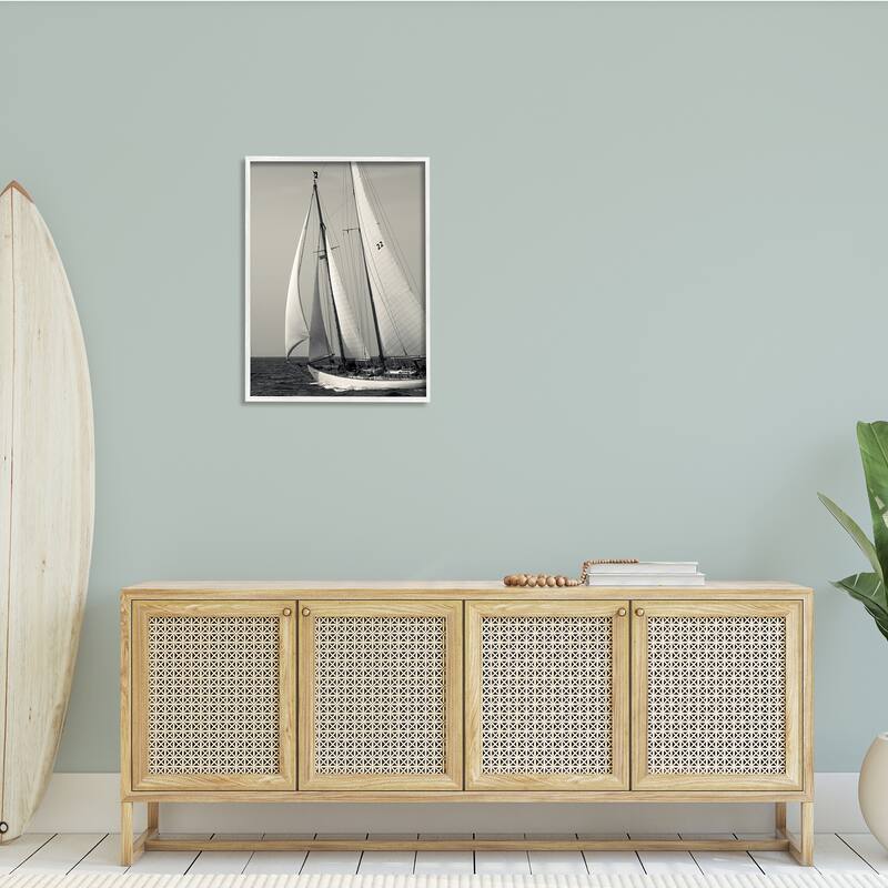 Stupell Ocean Ship Full Sail Modern Nautical Boat Photography Framed Wall Art