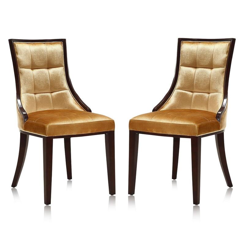 Fifth Avenue Cream and Walnut Faux Leather Dining Chair (Set of Two) - Set of 2 - Antique Gold