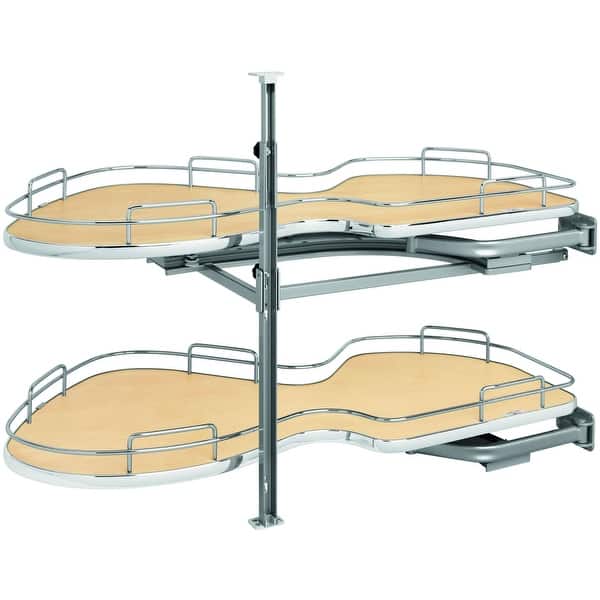 slide 2 of 9, Rev-A-Shelf 5372 Series Right Handed Pull Out 2 Tier Blind Corner Maple