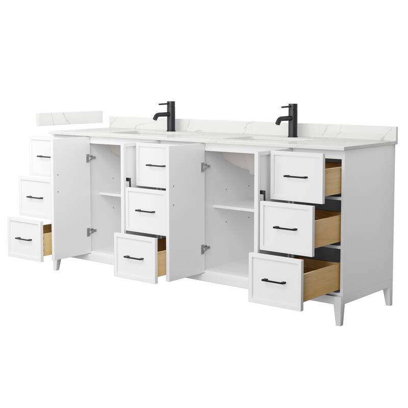 Elan 84-inch Double Vanity, Single Hole Quartz Top