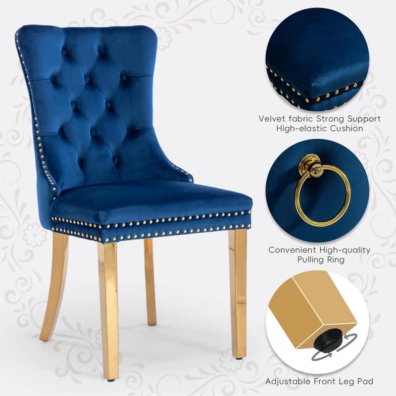 Tufted Naliheads Solid Wood Upholstered Dining Chairs (Set of 2)