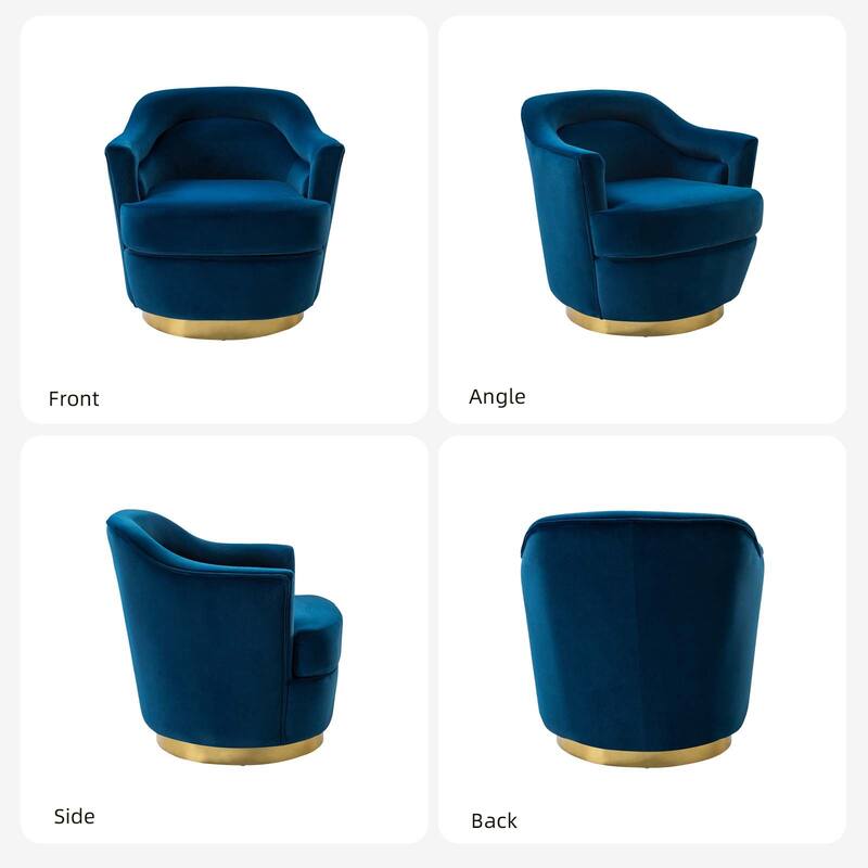 Kanstantin Modern Upholstered Swivel Barrel Chair with Golden Base Set Of 2 by HULALA HOME