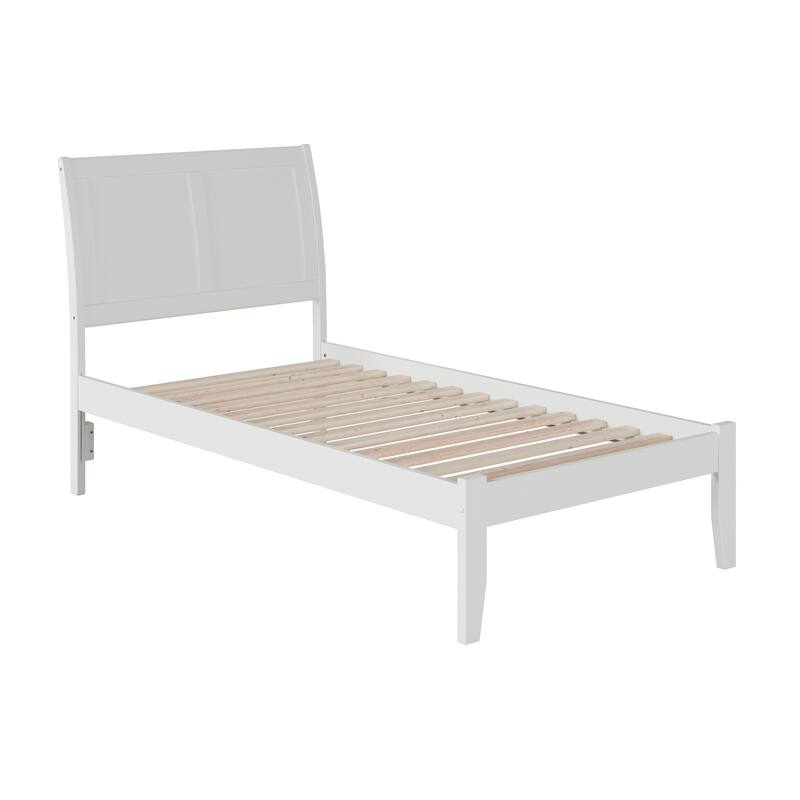 Modern Platform Bed - Sleigh Style Bed Frame with Footboard - Home Bedroom Furniture
