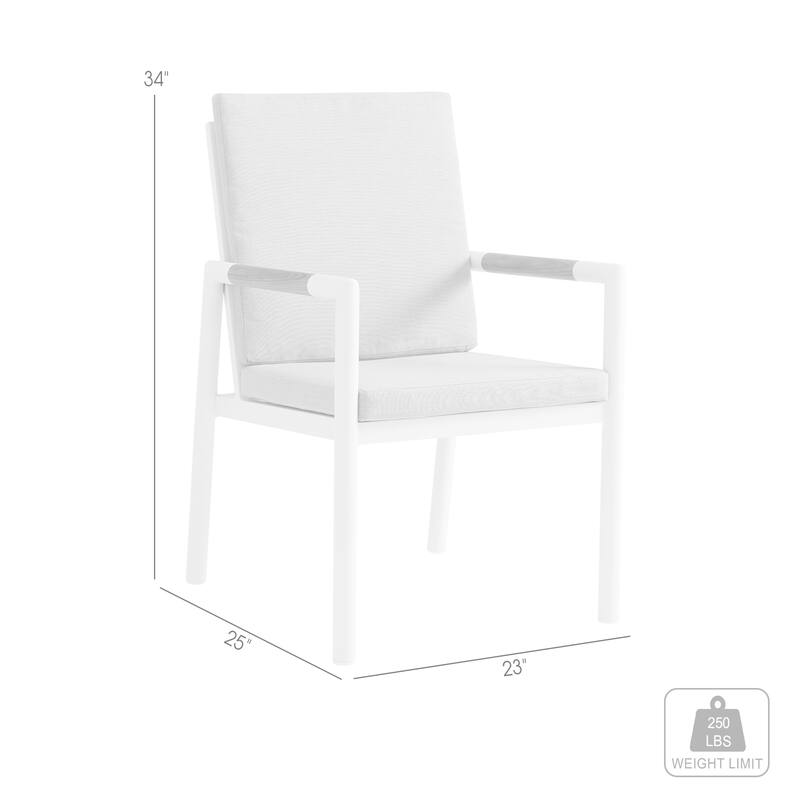 Royal Aluminum and Solid Teak Wood Outdoor Patio Dining Chairs - Set of 2