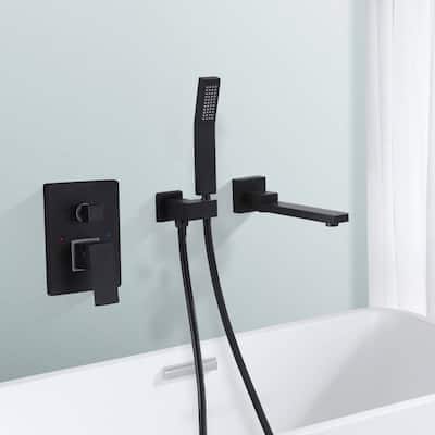 Wall Mounted Tub Faucets With Hand Shower Single Handle Bathtub Faucets Modern Bathroom Tub Fillers With Valve