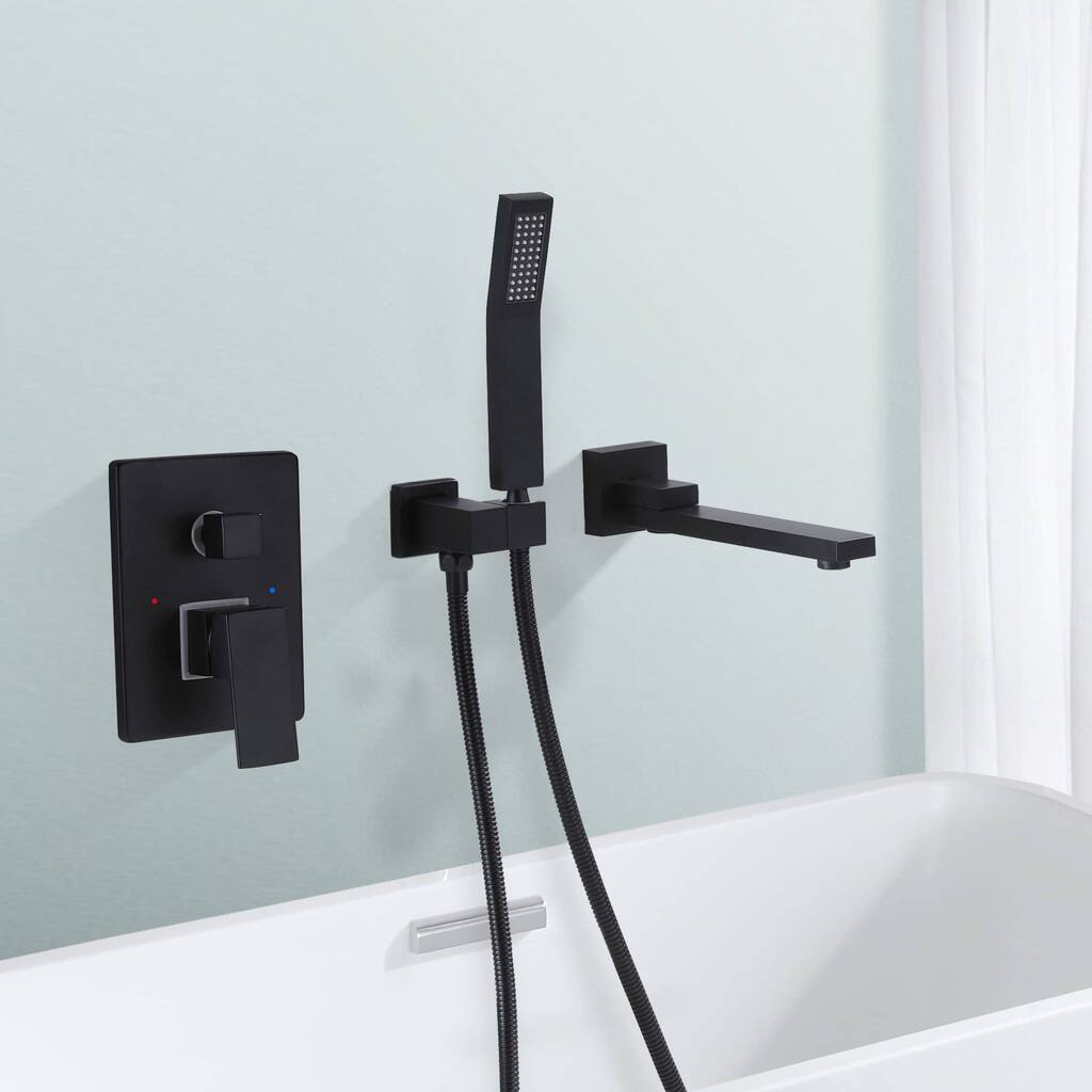 Wall Mounted Tub Faucets With Hand Shower Single Handle Bathtub Faucets Modern Bathroom Tub Fillers With Valve