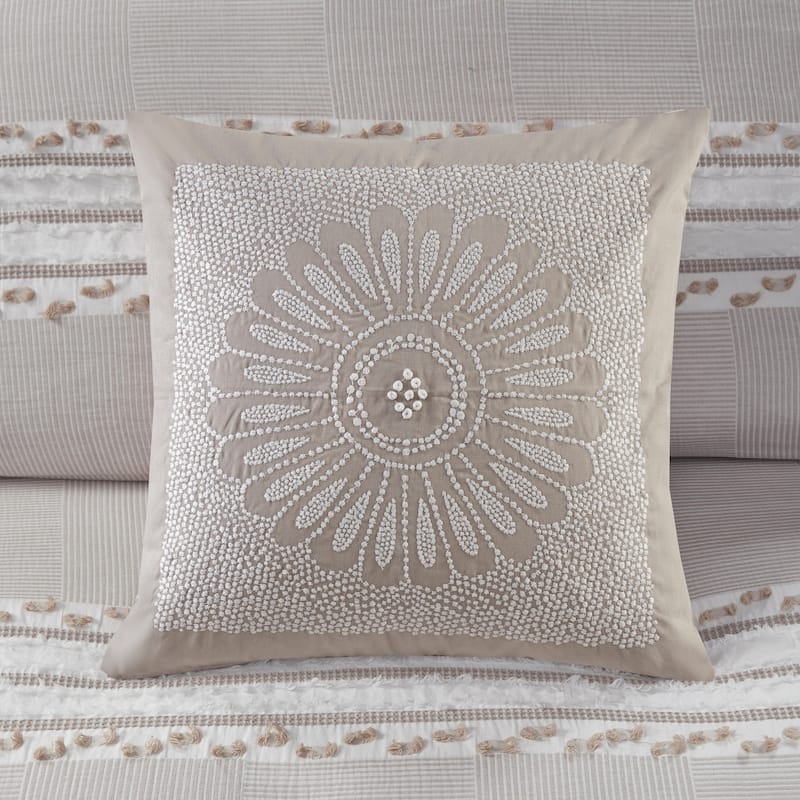 INK+IVY Sofia Cotton Embroidered Decorative Square Pillow
