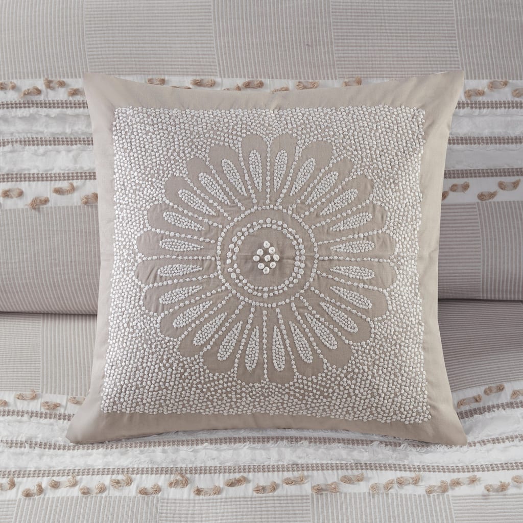 INK+IVY Sofia Cotton Embroidered Decorative Square Pillow
