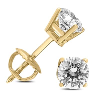 Marquee 1/2 Carat TW Diamond Studs Screw Back Earrings in 14K Yellow Gold
