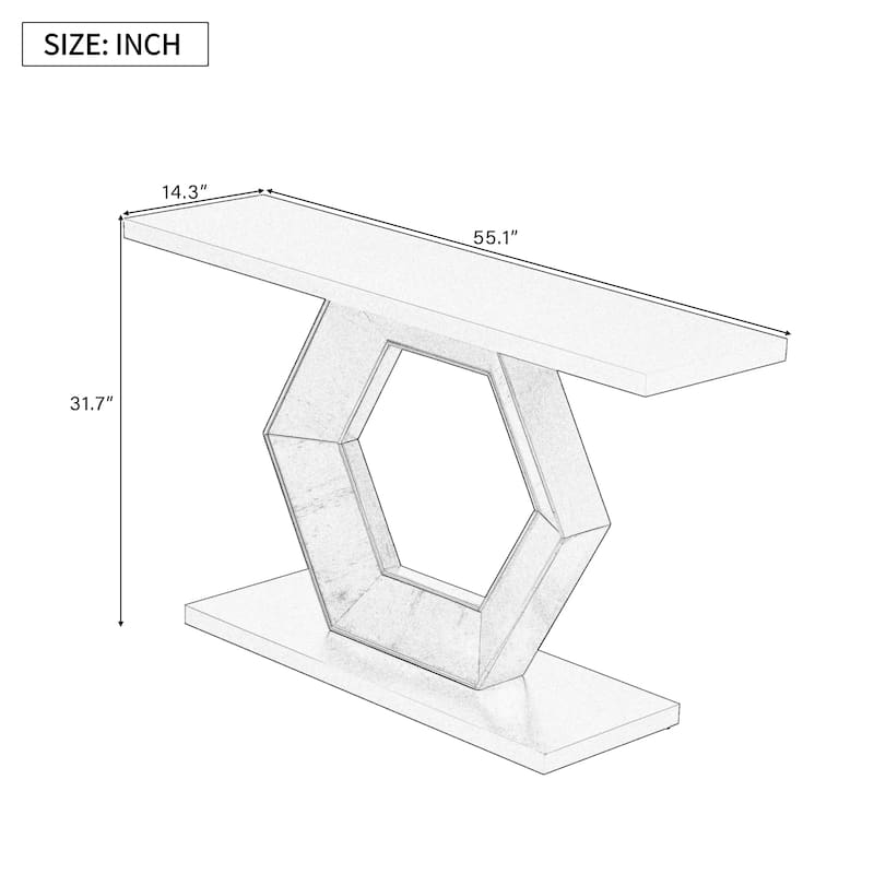 Elegant Entryway Console – Hexagonal Hollow-Leg Design with Premium Fir Veneer, Versatile for Hallway, Foyer or Living Room