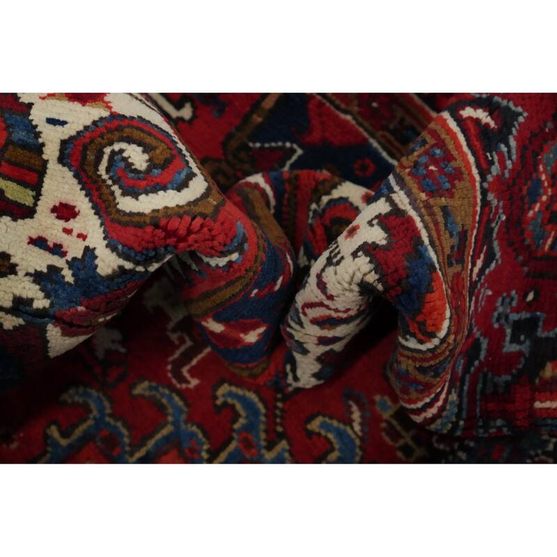 Hand Knotted Oriental 100% Wool Carpet Traditional Medallion Red Heriz Area Rug - 9' 11'' X 8' 0''