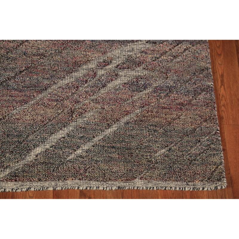 Striped Moroccan Indian Area Rug Hand-Knotted Wool Carpet - 5'1" x 8'1"