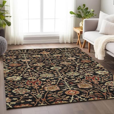 Machine Washable Indoor/ Outdoor Traditional Kashan Chantille Rug