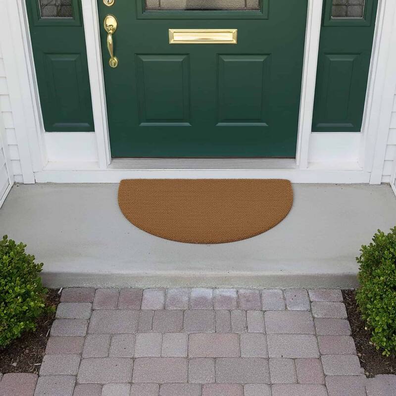 Sheltered Half Round Front Door Mat Braided Coir Coco Rubber Rug - 30 L X 18 W x 5/8 H