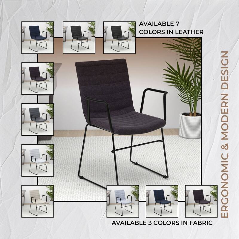 Zylar Ergonomic Guest Chair with Leather, Stainless Steel Base, High-Density Foam, Modern Design for Office or Waiting Room