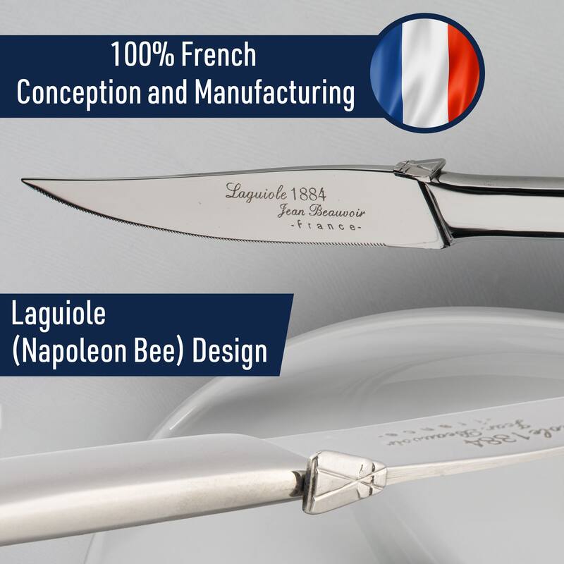 Classic Cuisine Laguiole Stainless Steel Serrated Steak Knives Set of 6