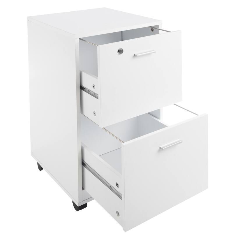 Lavish Home 2-Drawer File Cabinet with Lock and Rolling Wheels