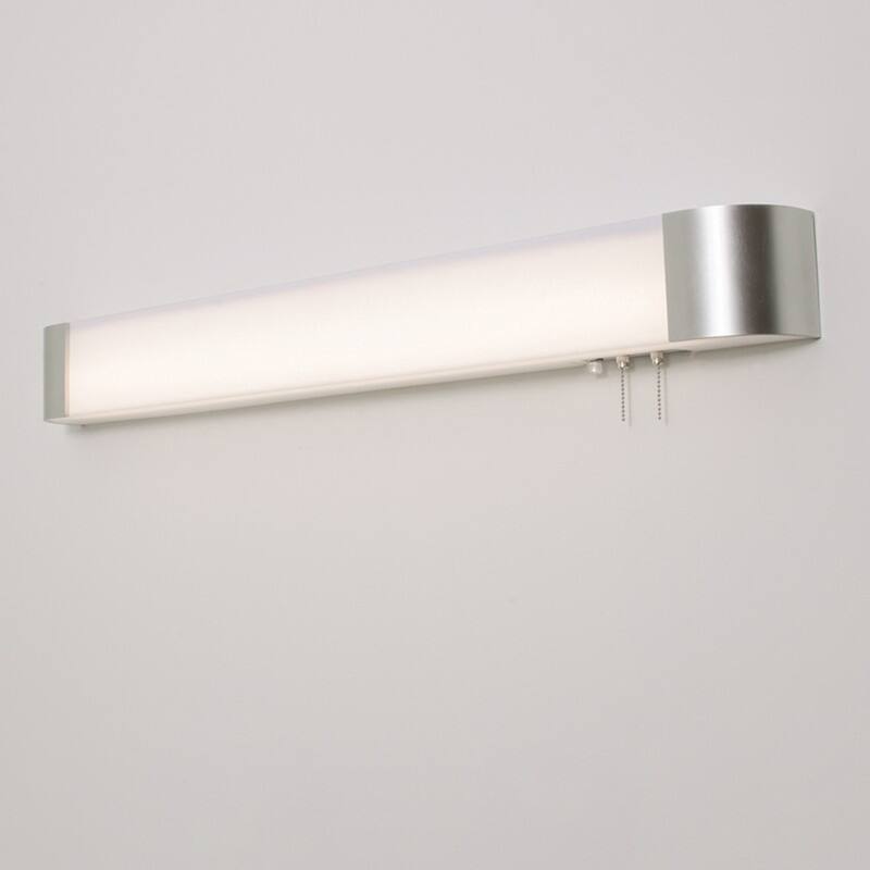 Allen 3-feet ADA Satin Nickel LED Overbed Fixture, White Acrylic Shade