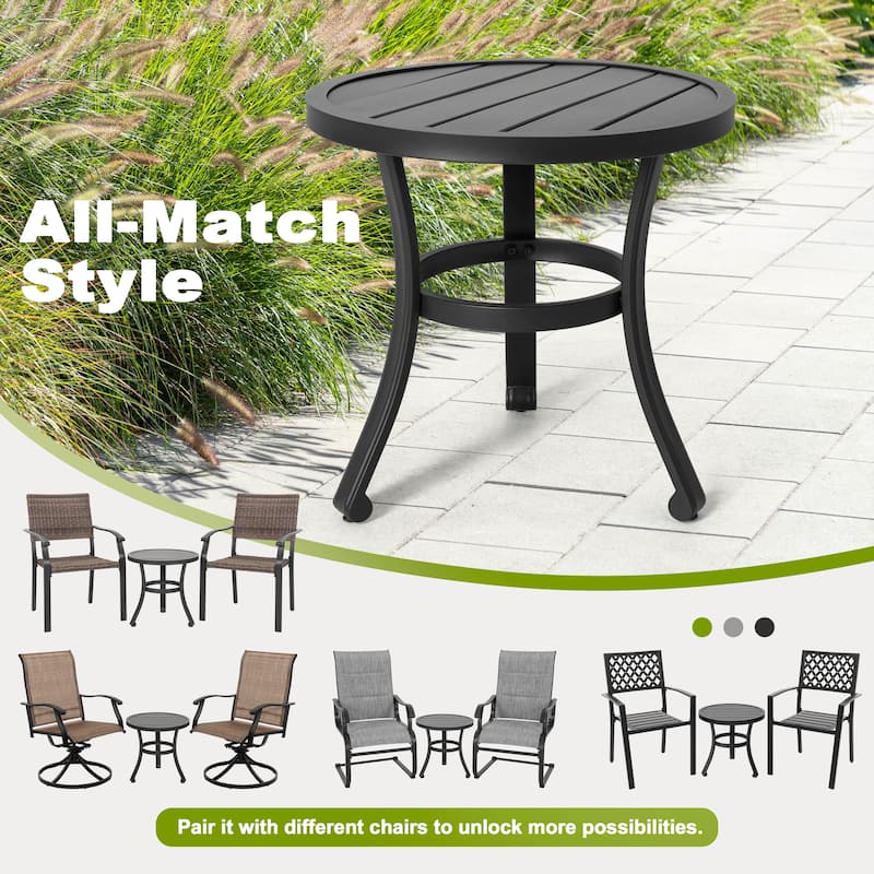 Outdoor 3-Piece Bistro Set, Textilene Fabric, Powder-Coated Iron Frame