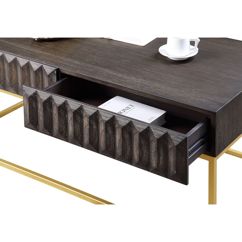 Bird Contemporary 47-inch Steel 2-Drawer Coffee Table by Furniture of America