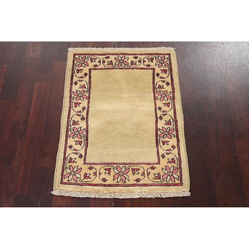 Bordered Gabbeh Kashkoli Oriental Area Rug Wool Hand-knotted Carpet - 2'0" x 2'8"