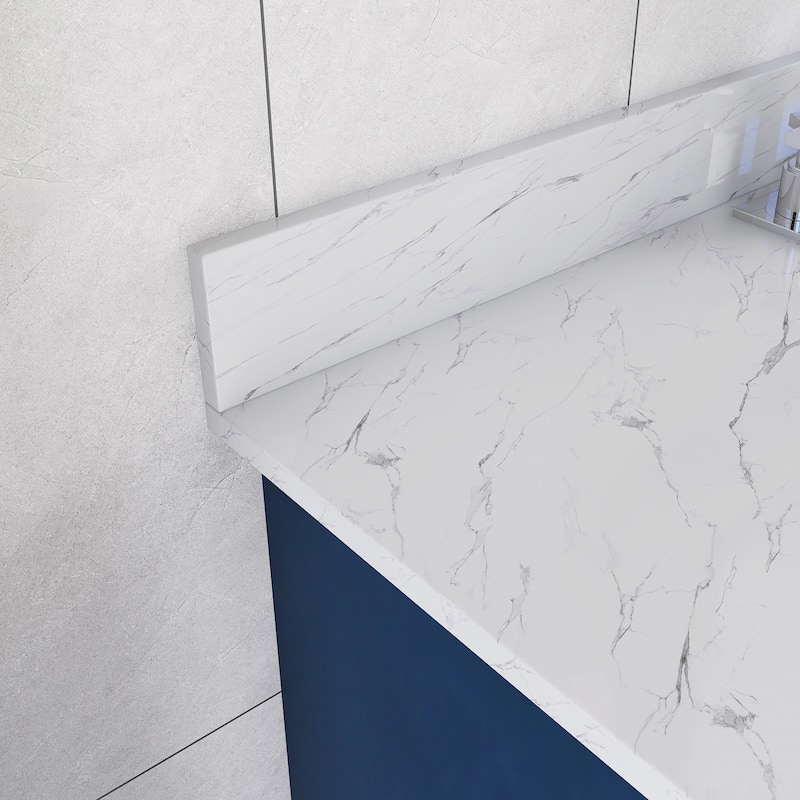 48 inch Plywood Single Sink Freestanding Bath Vanity with White Marble Top - 48" x 22"