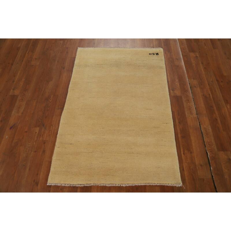 Modern Gabbeh Oriental Rug Handmade Beige Accent Wool Carpet - 2'9"x 4'2"