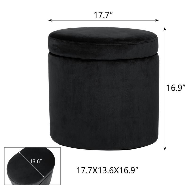 Adeco Oval Storage Ottoman, Modern Velvet Footrest Vanity Makeup Stool