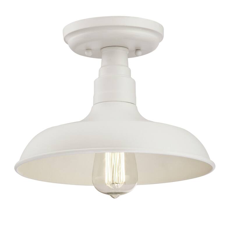 Design House Kimball Industrial Farmhouse 1-Light Indoor Semi-Flush Ceiling Mount Light - White