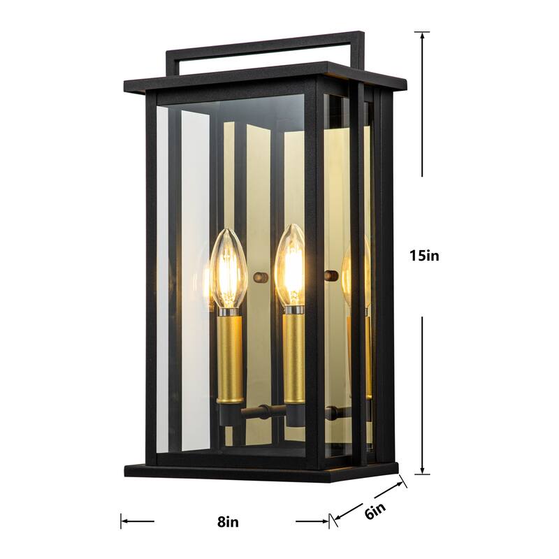 Outdoor Wall sconce with gold candelabra interior - Black