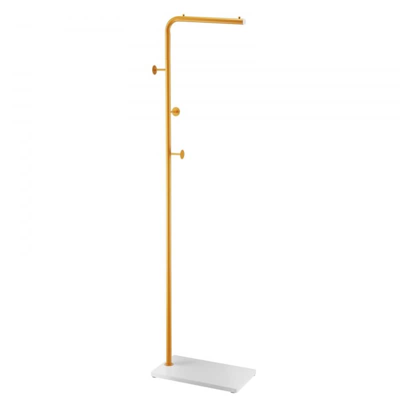 Modern Freestanding Coat Hanger with 3 Round Hooks and Metal Frame Anti-Tipping Quartz Base - 17.7 x 9.84 x 66.93 in