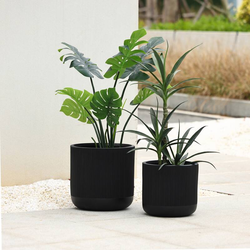 Round Striped Indoor/Outdoor MgO Planter