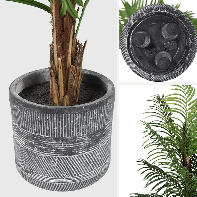 American Art Decor Artificial Palm Tree in Cement Pot Faux Plant for Home or Office - 60"